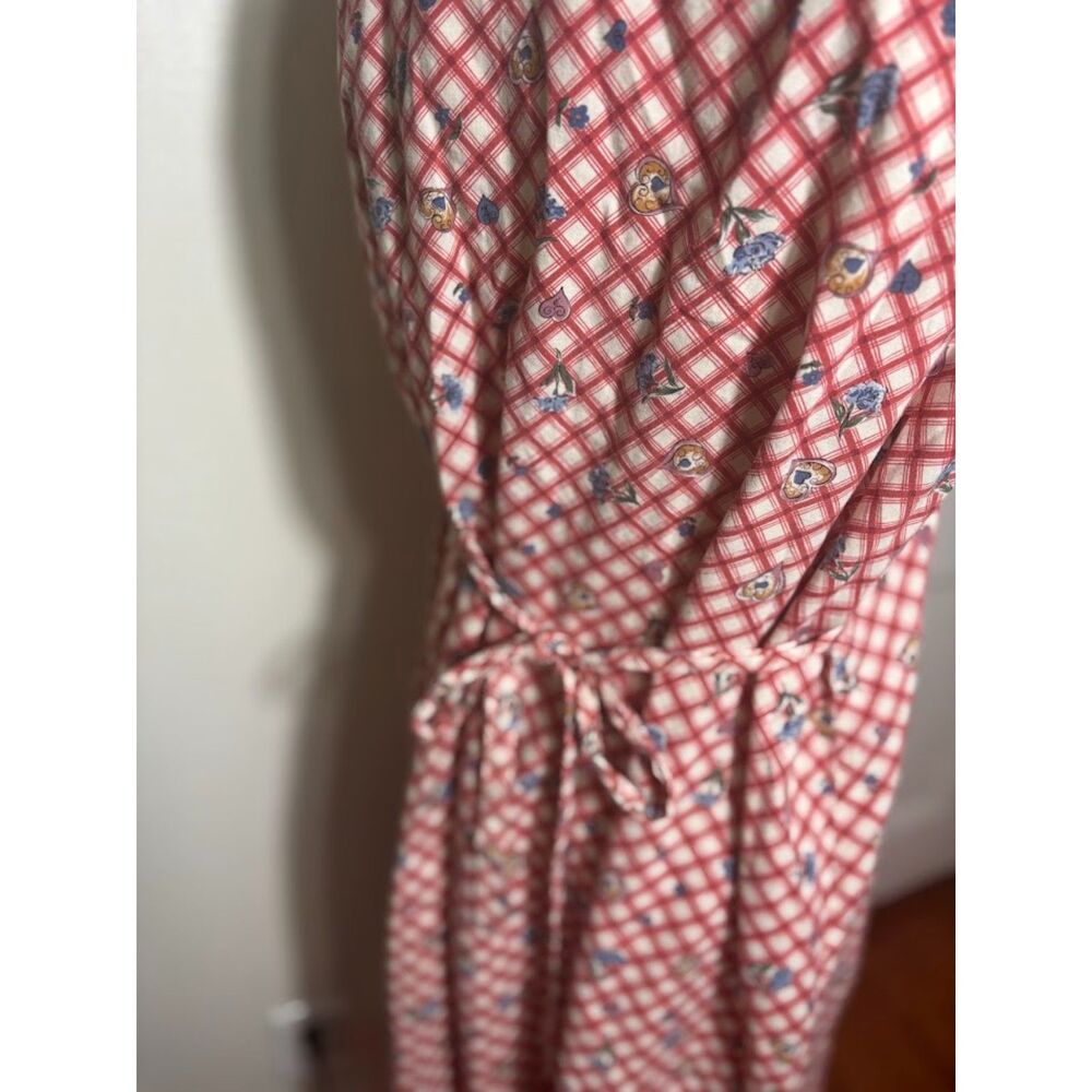 Vintage Dress Women's Medium Red White Checkered Picnic Shift Maxi Sundress - Picture 6 of 6